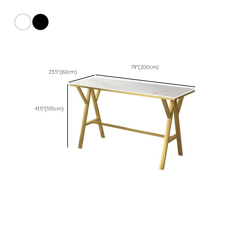 Rectangle Pub Set 1/3/5 Pcs Bar Table and Stools with Gold Metal Frame