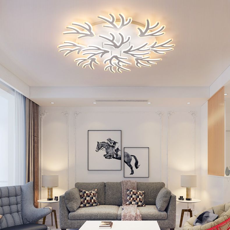 Coral Flush Ceiling Light Contemporary Acrylic 3/5/9 Lights Bedroom LED Flushmount Lighting in Warm/White/Natural Light