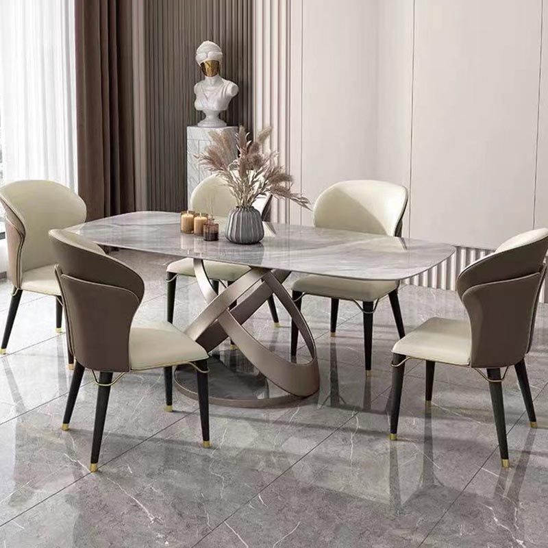 Rectangle Dining Table Set 1/2/5/6/7 Pcs Sintered Stone Dining Table with Side Chairs