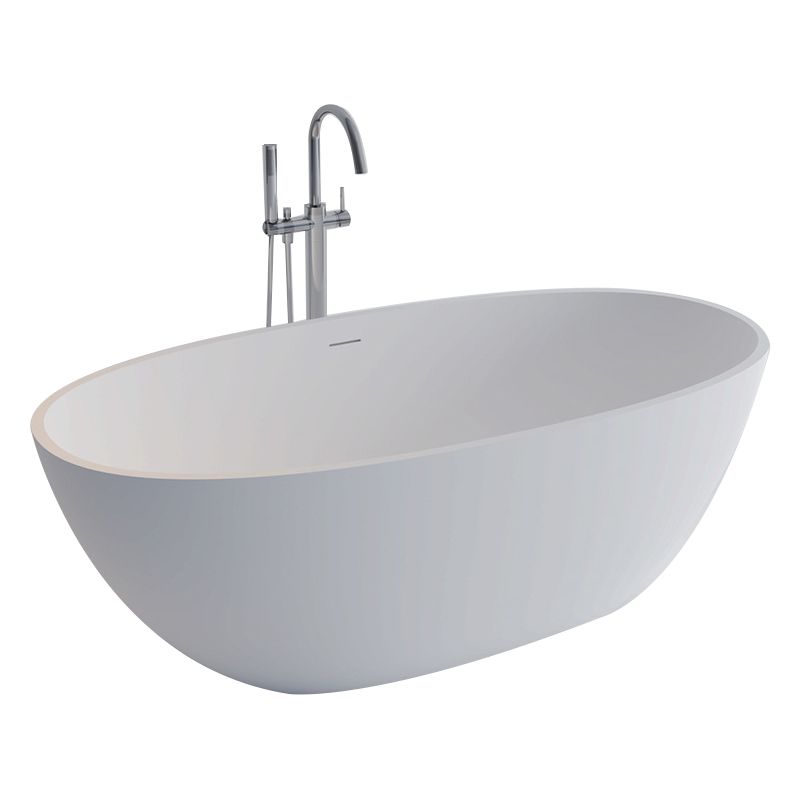 Stone Soaking Bathtub Antique Finish Back to Wall Oval Bath Tub