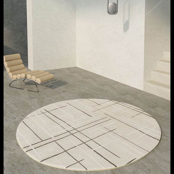 Tone abricot rond Rapier intérieur décontracté Polyester Lignes géométriques Rapis de support non glissant tapis intérieur pour le salon