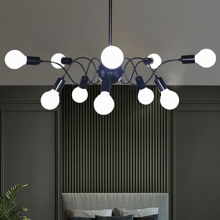 Chandelier Pendant Light Minimalist Style Exposed Bulb Metal Hanging Pendant Light