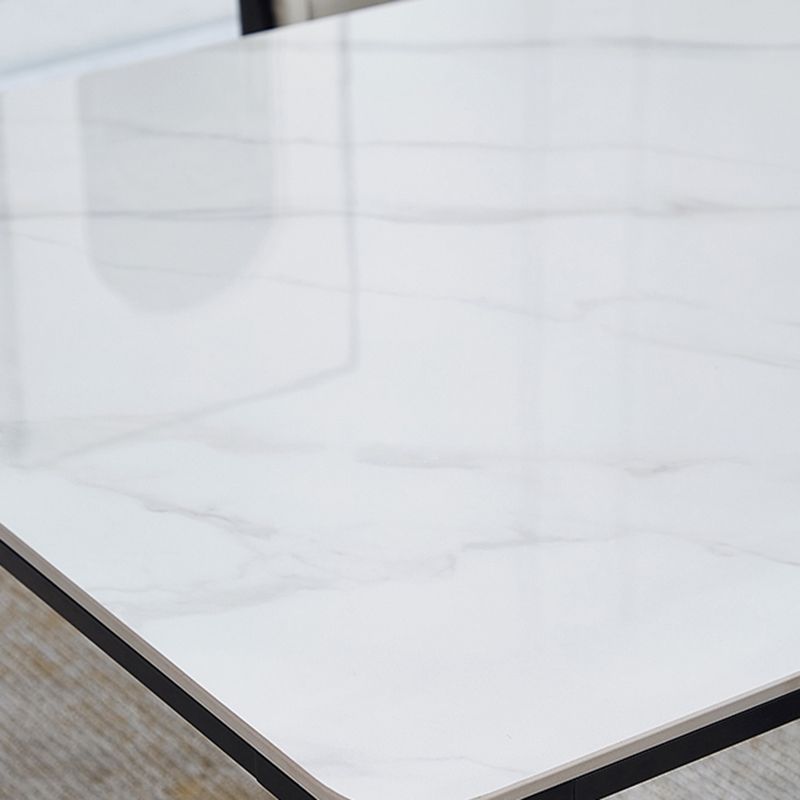 Rectangle Industrial Dining Table Sintered Stone Fixed Table with 4 Legs