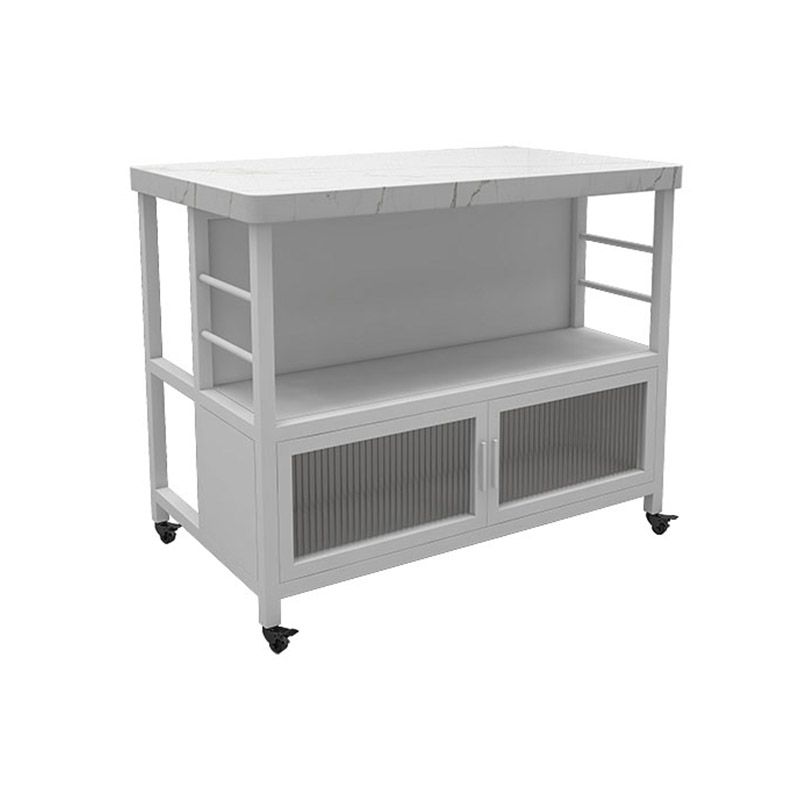 Dining Room Modern Prep Table Rectangular Kitchen Trolley with Storage Cabinet