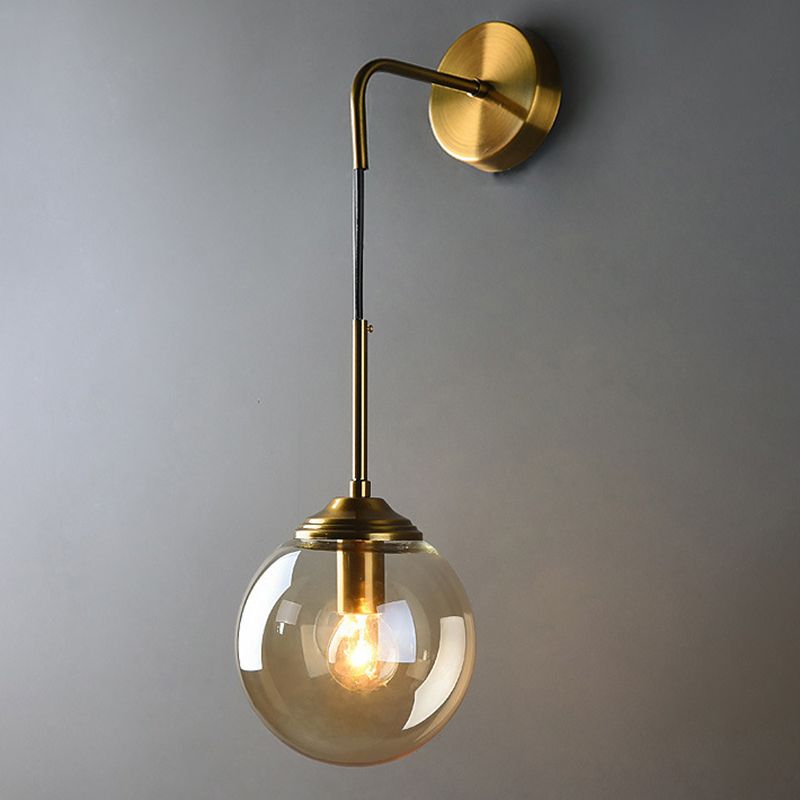 Industrial Style Ball Shape Wall Sconce Glass 1 Light Sconces for Bedroom