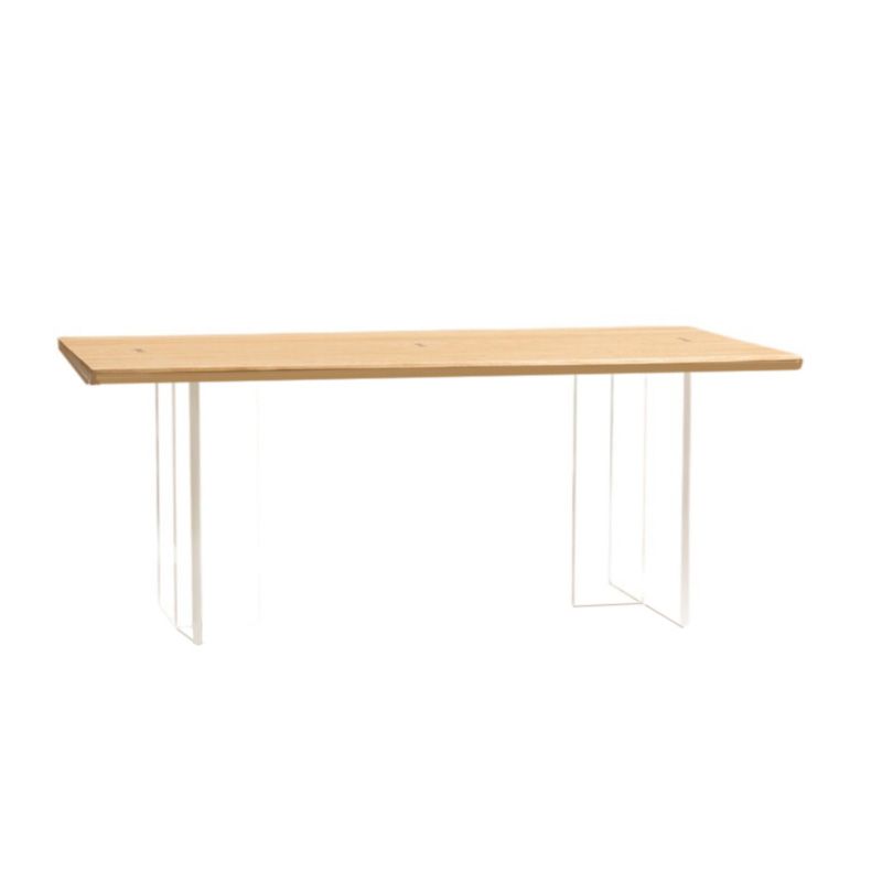 Rectangle Double Base Dining Table Modern Pine Wood Table for Kitchen Dining Room