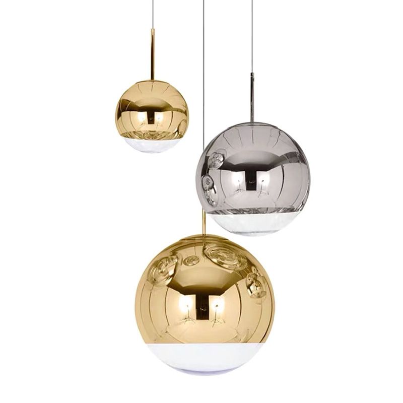 1 Light Glass Pendant Ceiling Lights Modern Spherical Hanging Ceiling Lights for Dining Room