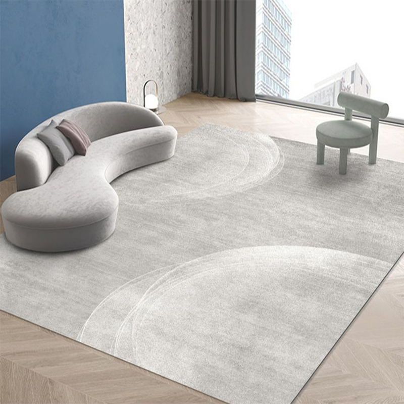 Gray Modern Area Carpet Polyester Solid Color Carpet Anti-Split Indoor Carpet for Living Room
