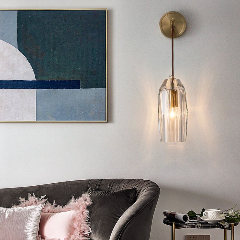 Post-Modern Wall Sconce Crystal and Brass Sconce Lighting for Hallway