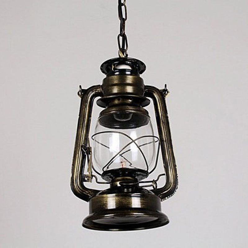 Industrial Hanging Light Fixture Metal 1 Light Indoor Pendants Light with Clear Glass Shade