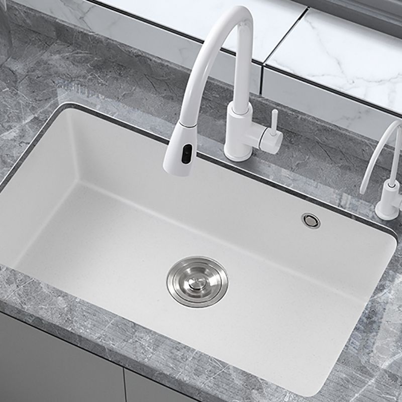 Quartz Kitchen Sink Rectangular Shape Single Bowl Kitchen Sink with Drain Strainer Kit