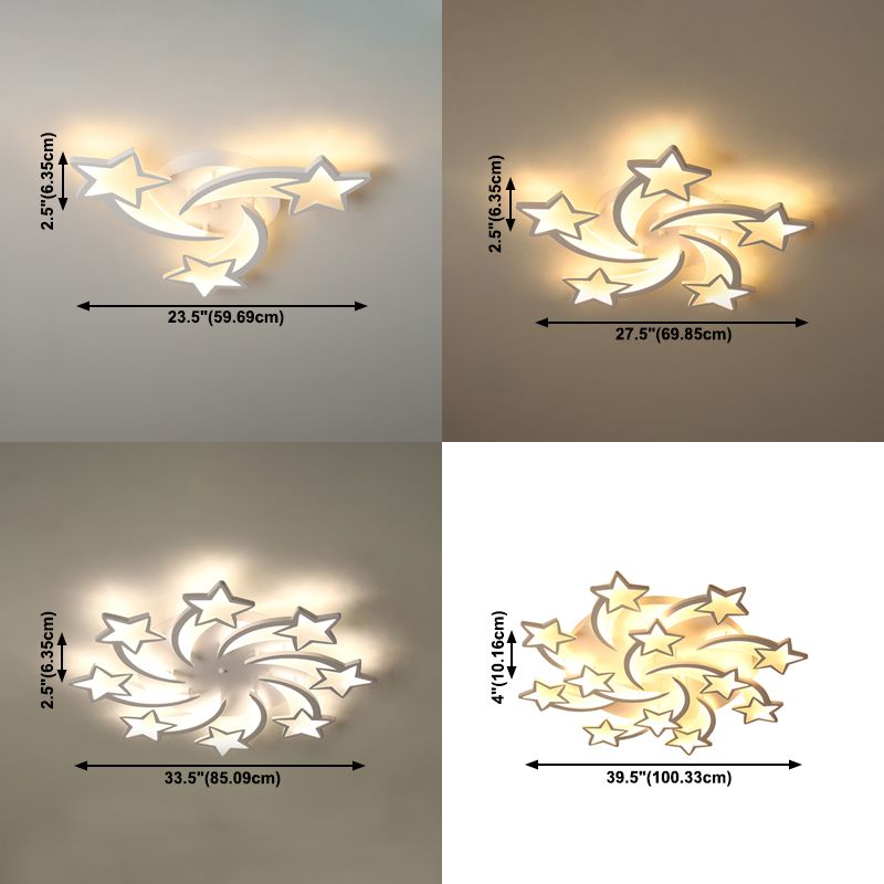 Metal Star Close to Ceiling Lighting Nordic Style LED White Ceiling Lamp