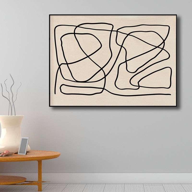 Chaos Line Canvas Wall Art Black and Beige Minimalism Wall Decor for Living Room
