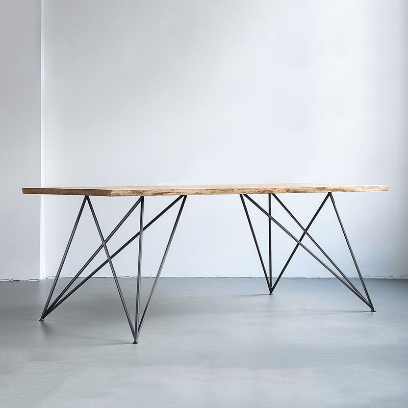 Rectangle Shape Luxury Dining Table Solid Wood Fixed Table for Restaurant