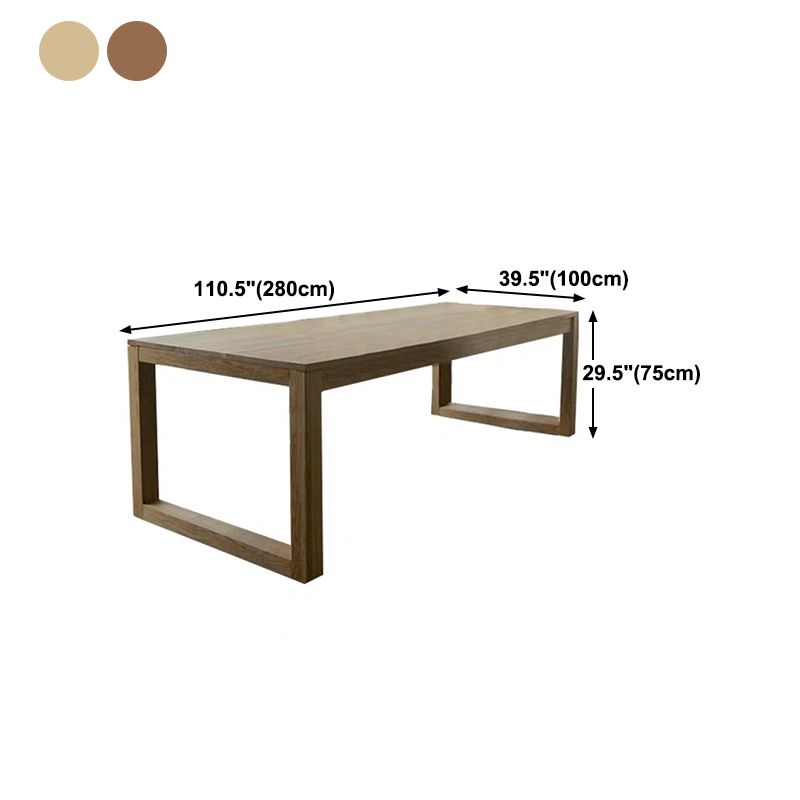 Rectangle Solid Wood Table with Double Pedestal Modern Dining Table for Restaurant