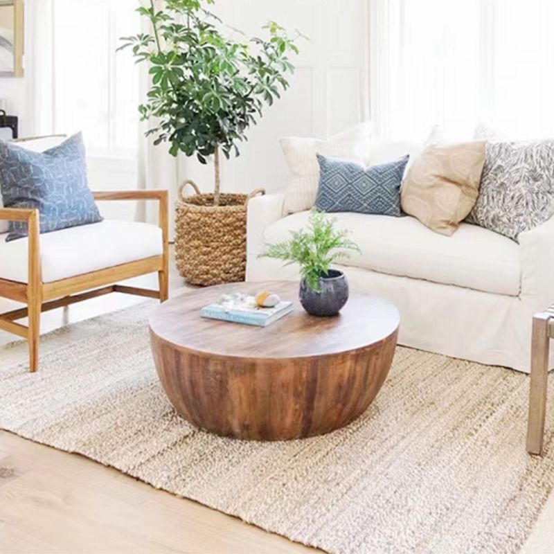 Solid Wood Distressed Coffee Table Scandinavian 14.96" H 1 Single Cocktail Table