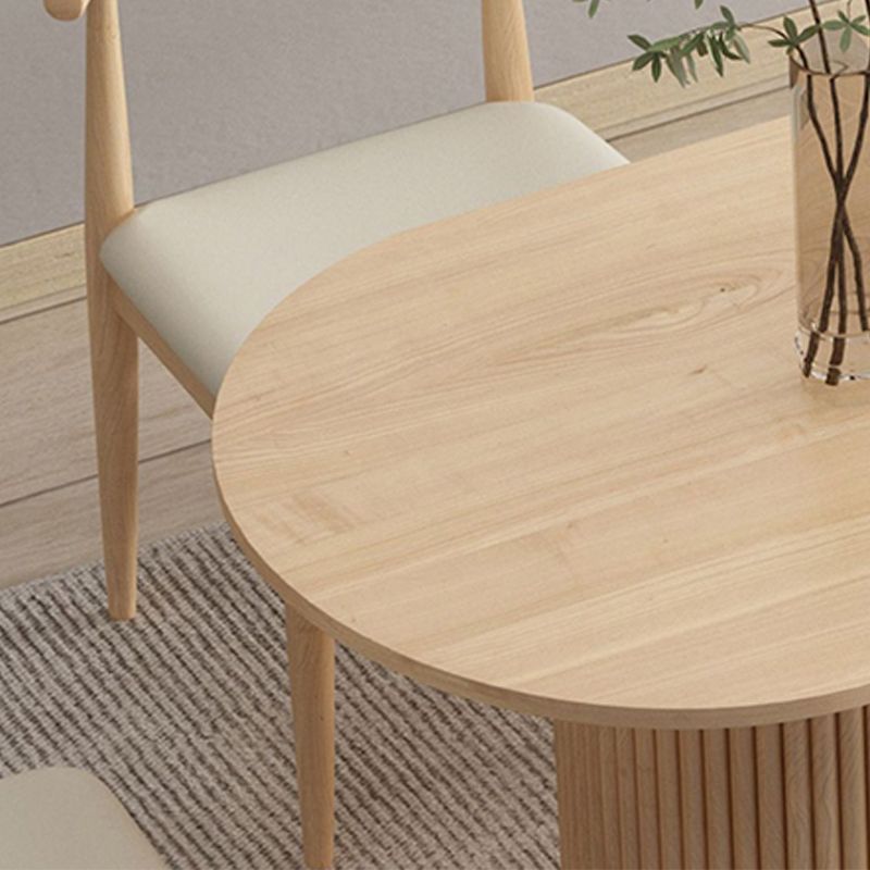 Modern Double Pedestal Table Oval Wood Dining Table for Home Kitchen