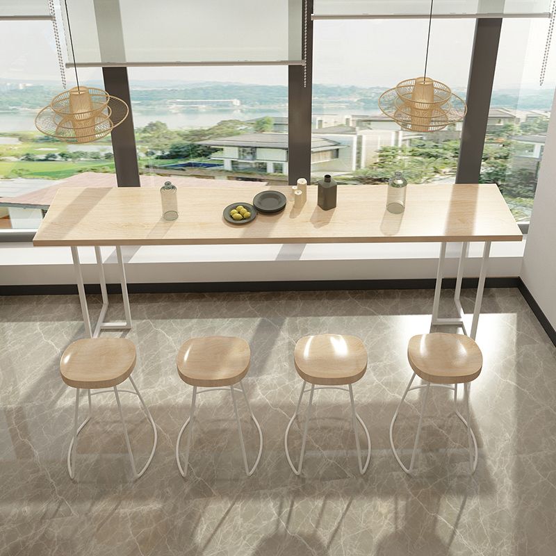 Luxury Rectangle Solid Wood Bar Table Set 1/4/6 Pieces Counter Table with Backless Stools