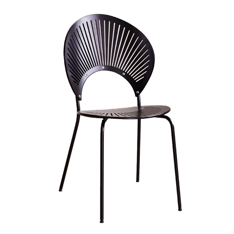 Silla lateral de comedor con respaldo abierto de estilo industrial, sillas de comedor de metal para el hogar