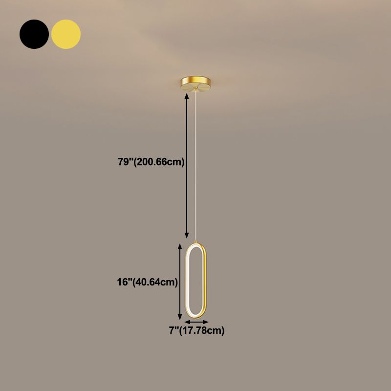 Oval Shape Metal Hanging Light Modern Style 1 Light Hanging Light Fixtures