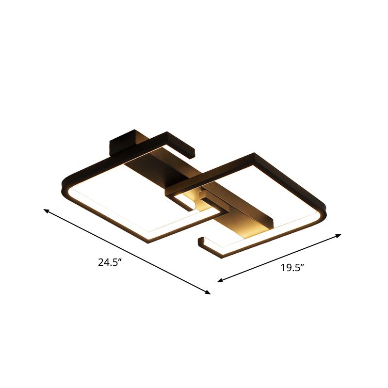 Metal Letter C Ceiling Light Fixture Modern Black LED Semi Flush Mount Light in Warm/White Light