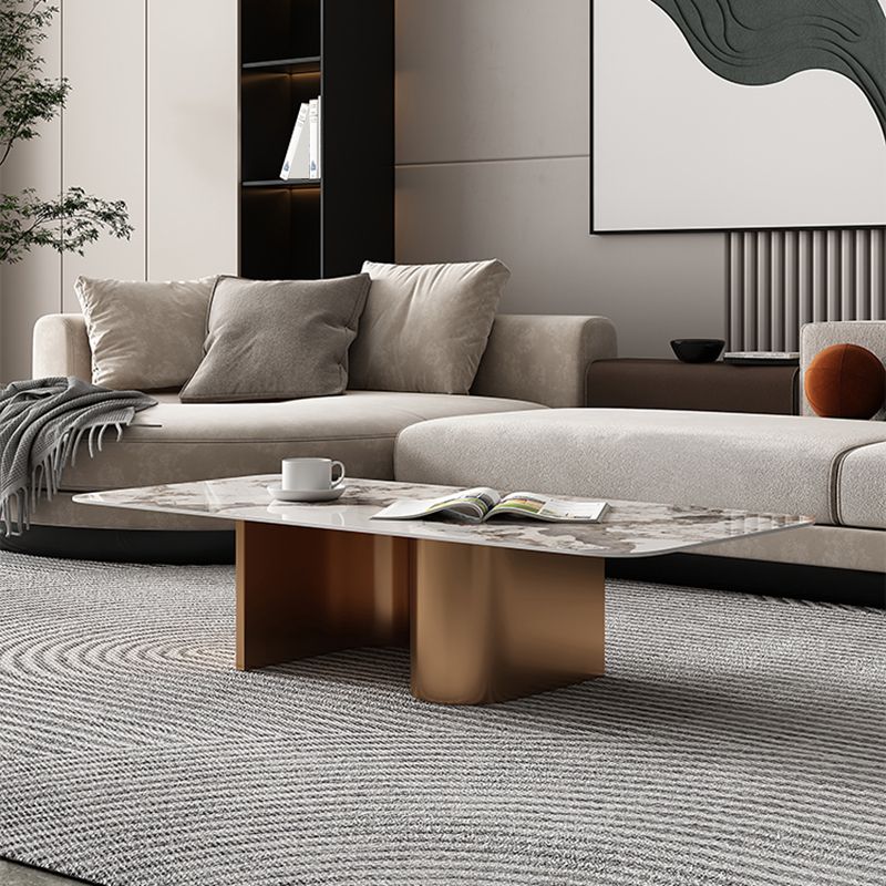 Glam Abstract Coffee Table Slate Coffee Cocktail Table, Brushed