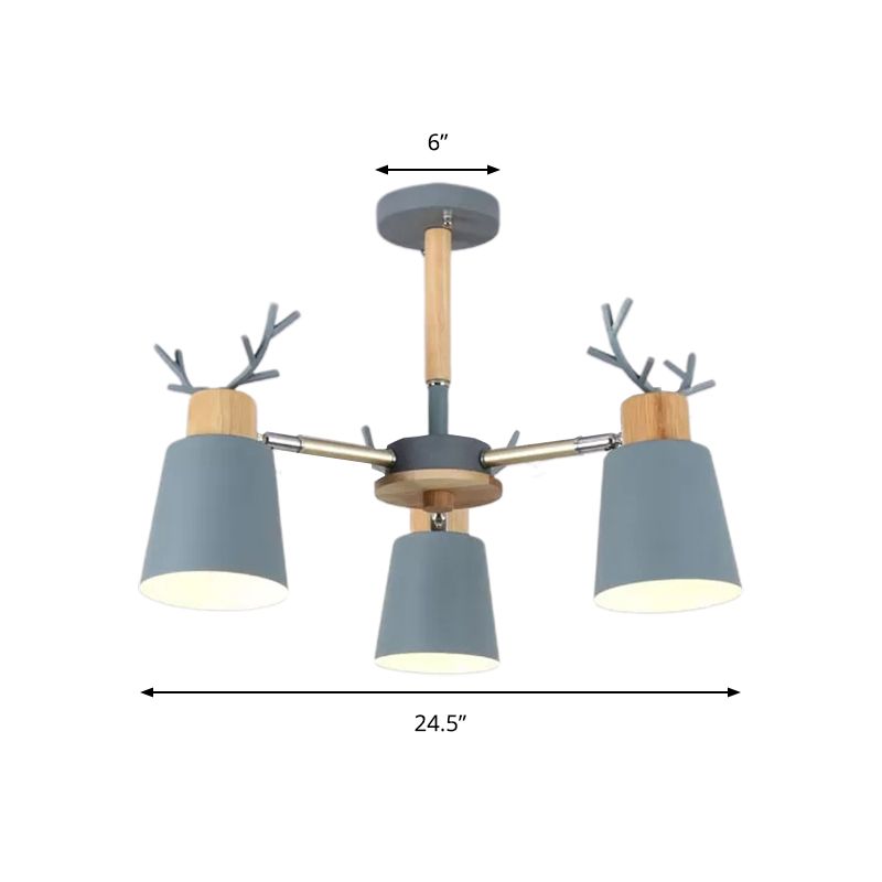 Noordse emmer semi -plafondmontage licht metalen houten plafondlamp in groen voor woonkamer