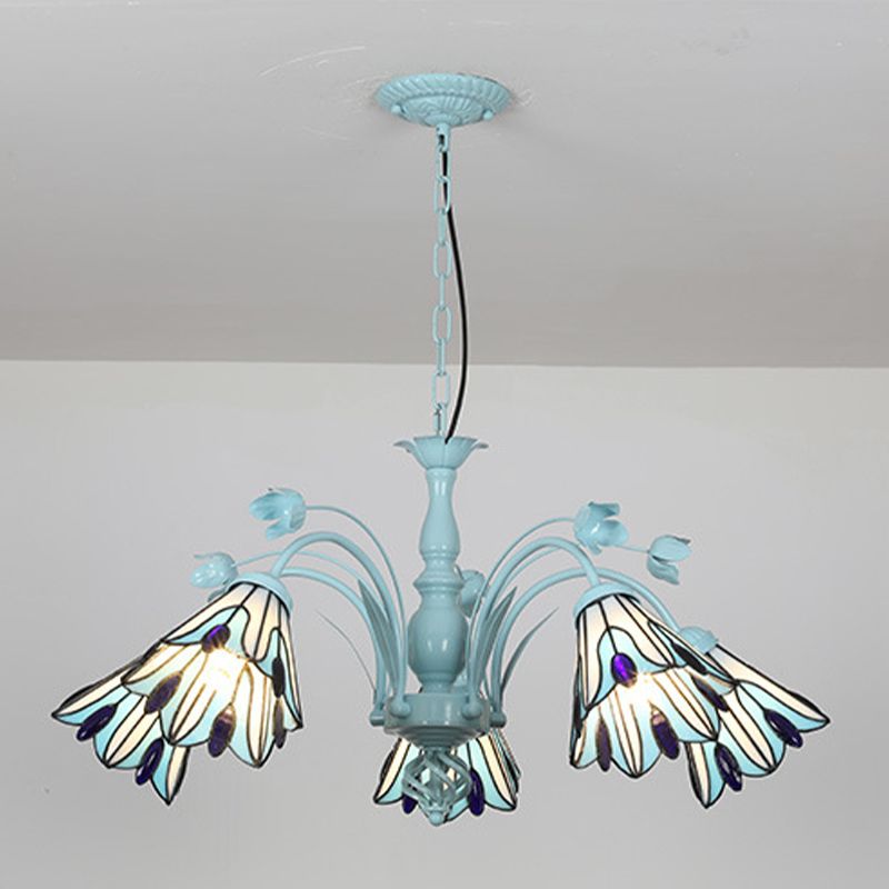 Pendant Conical Chandelier Lumière 3/6/8 LUMIÈRES TOLÉS VOIE BAROQUE MOTE DE LAMPE PROSIBLE EN BLEU / BLEU DARK POUR LE SOIR