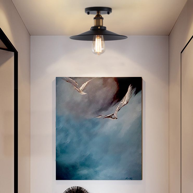Accesorios de luz de techo semi de metal industrial 1 1 Light Semi Flush Mount Ceiling para vestíbulo y salón
