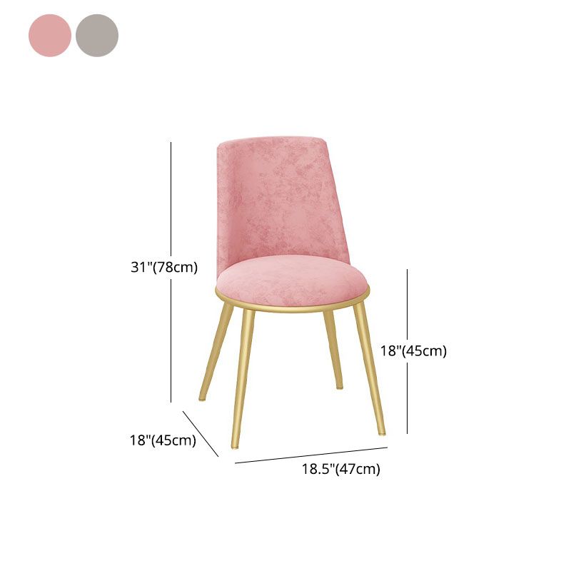 Glam Velvet Armless Dining Chairs Metal Dining Chair for Home Use