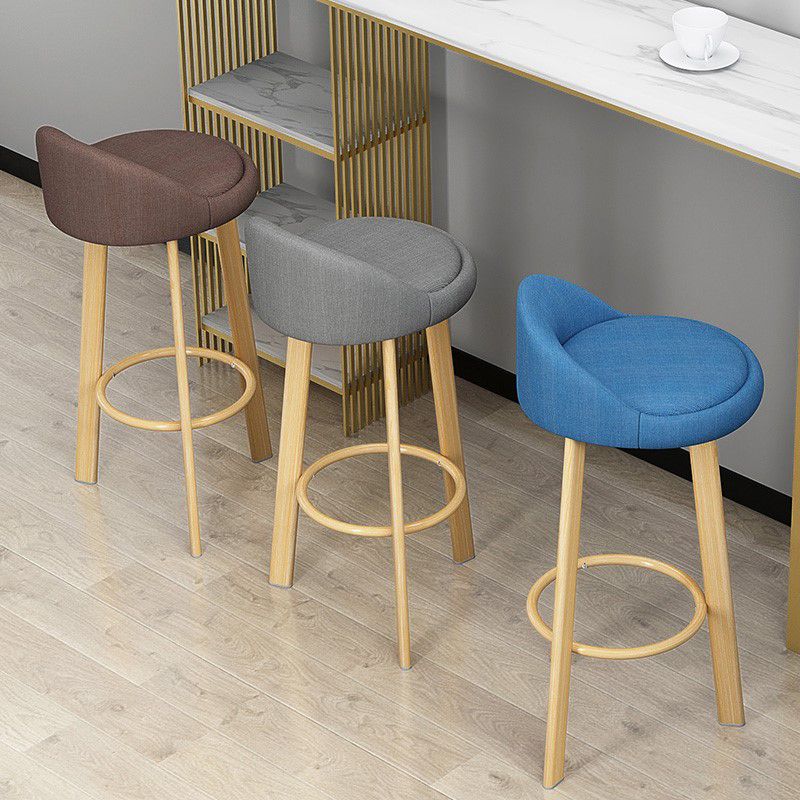 Modern Armless Backrest Counter Stool Steel Cafe Bar Stool with Cushion and Pedal