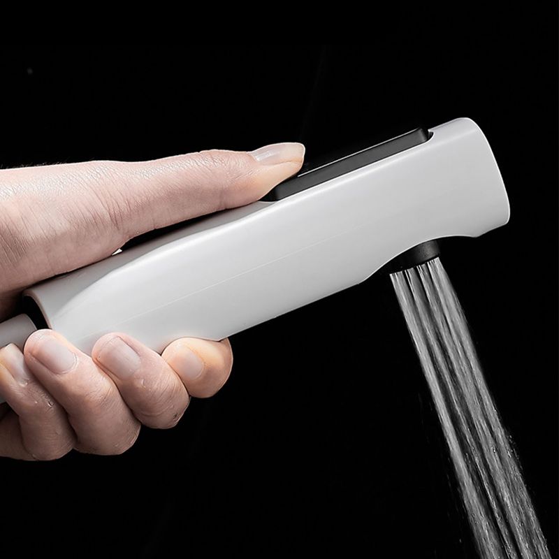 Round Shower Set White Wall Mounted Handshower Lever Handle Shower Hose Swivel Shower Set