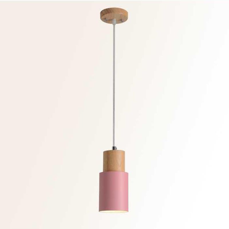 1 Light Modern Pendants Light Fixtures Cylinder Hanging Light for Living Room