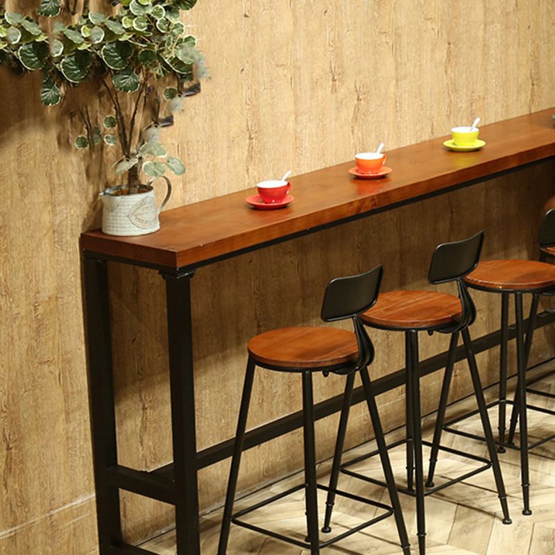 Black Rectangular Bar-height Table Solid Wood Top Bistro Pub Table