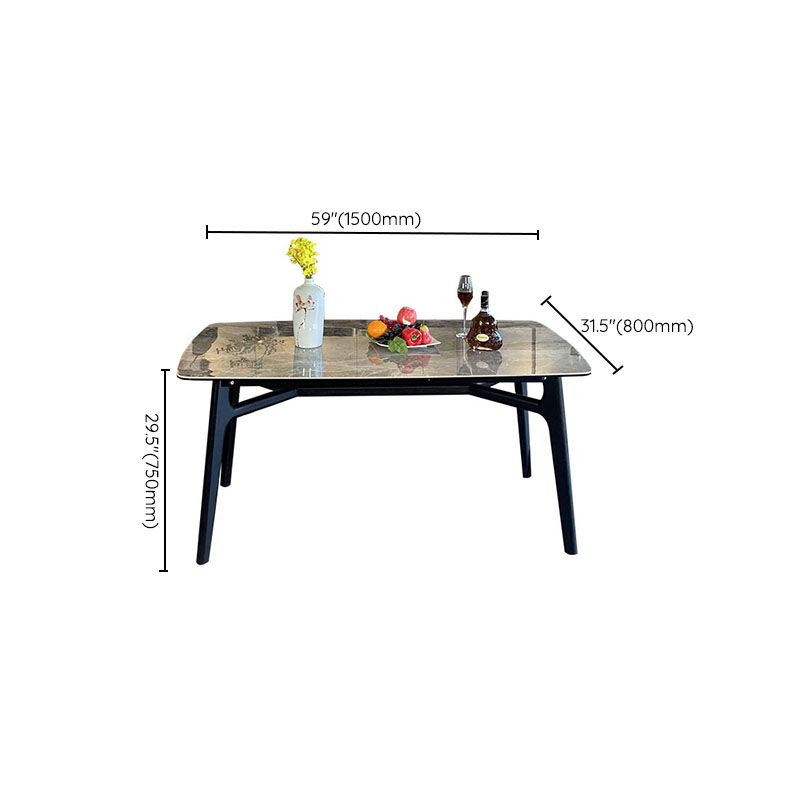 4 Legs Dining Table Rectangle Sintered Stone Table for Kitchen