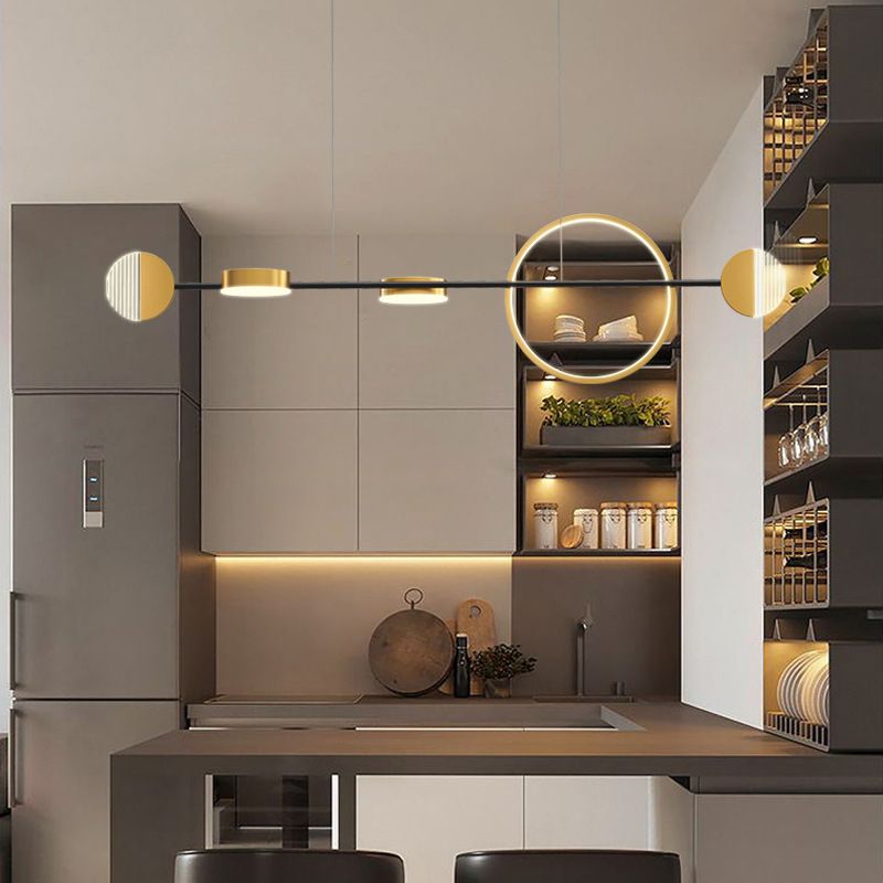 Circle Metal Island Light Light Contemporary Gold LED Light Light per sala da pranzo