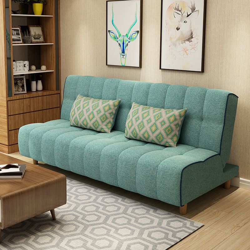 Cotton Blend and Faux Leather Contemporary Armless Couch Bed