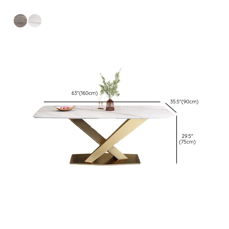 Glam Style Dinner Table Rectangle Stone Dining Room Table for Home