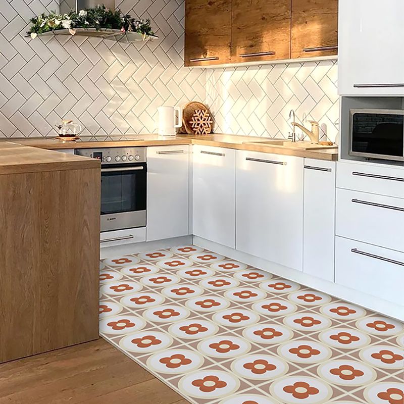 Modern Style Floor Tile Floral Print Square Straight Edge Waterproof Floor Tile