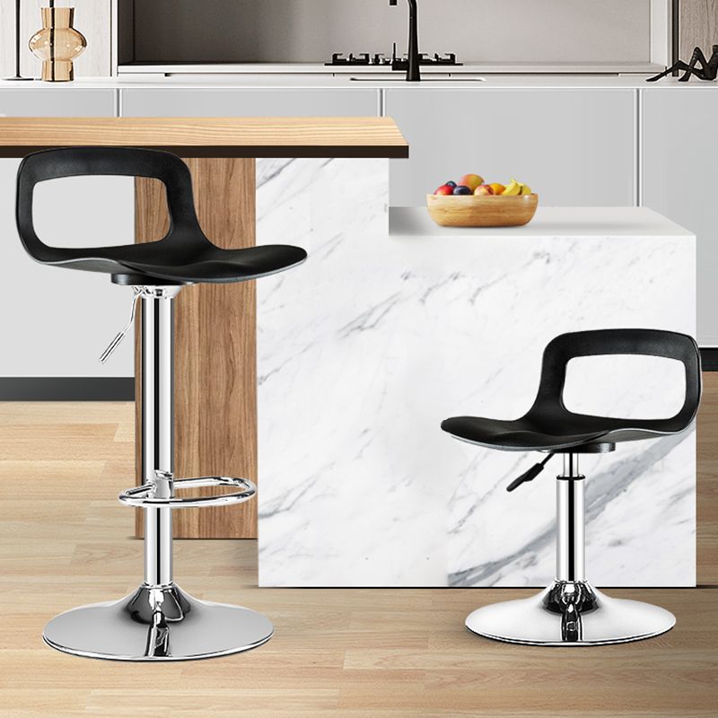 Modern Footrest Bar Stool Plastic Low Back Bucket Indoor Swivel Counter Stool
