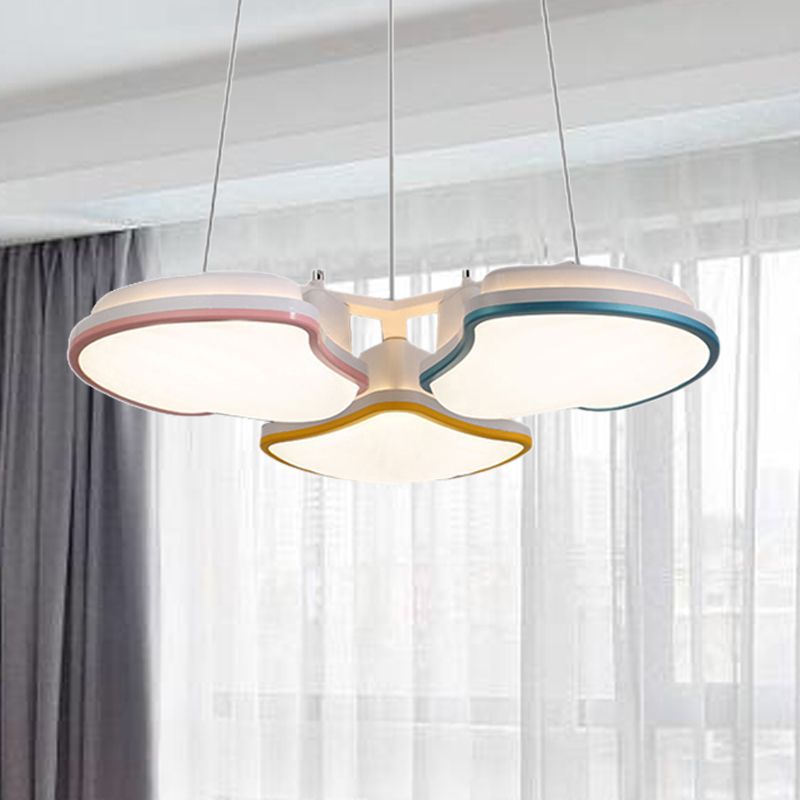 Iluminación colgante de dormitorio para niños de 3 jefes con tono de metal de hoja Multicolor LED colgante de colgante