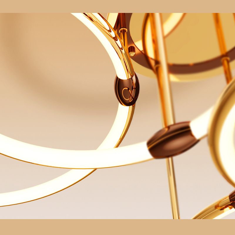 Accesorio de iluminación suspendida en forma de anillo de metal kit de luz colgante LED moderno en oro