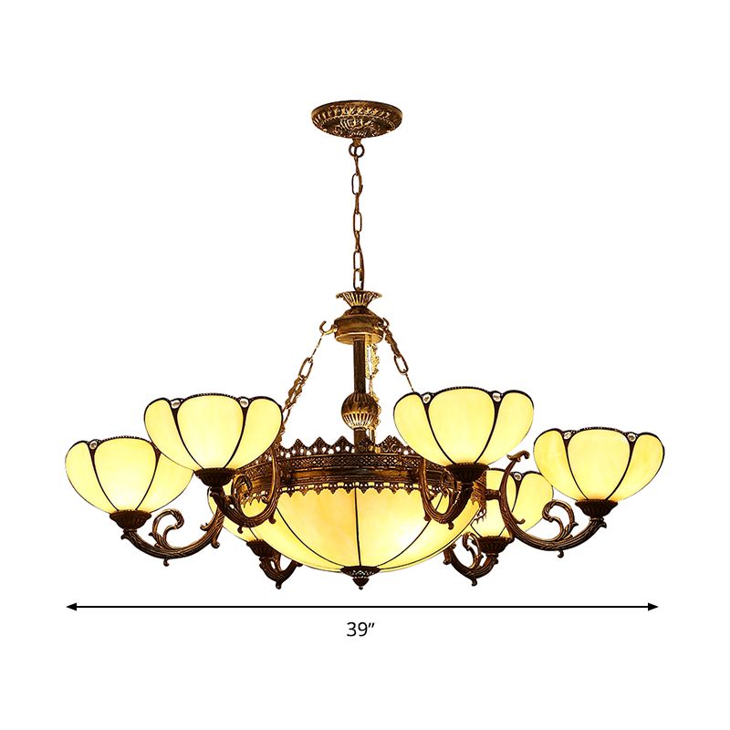 Lampadario a pendente in vetro giallo fiorito barocco a 8 luci lampada a goccia nera per camera da letto