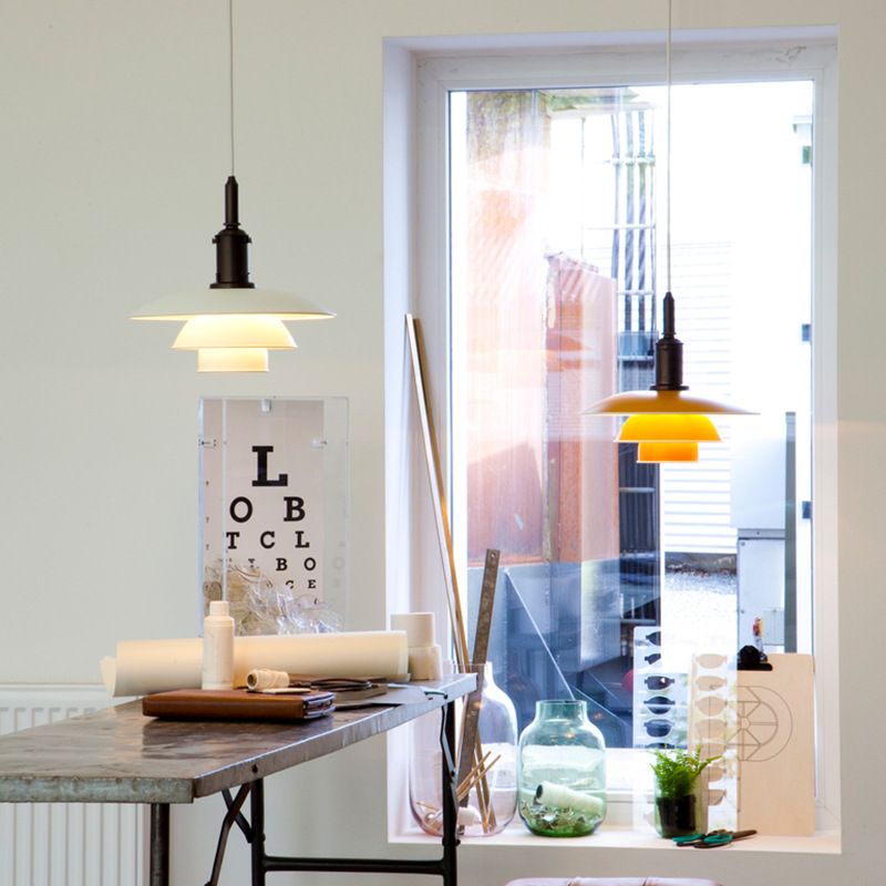 Forme en couches Éclairage suspendu en verre de style moderne 1 pendentif léger pour le salon