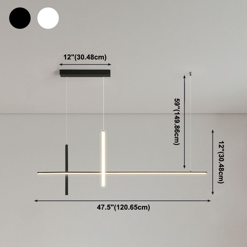 Modern Style LED Pendant Light Long Strip Island Light for Dining Room