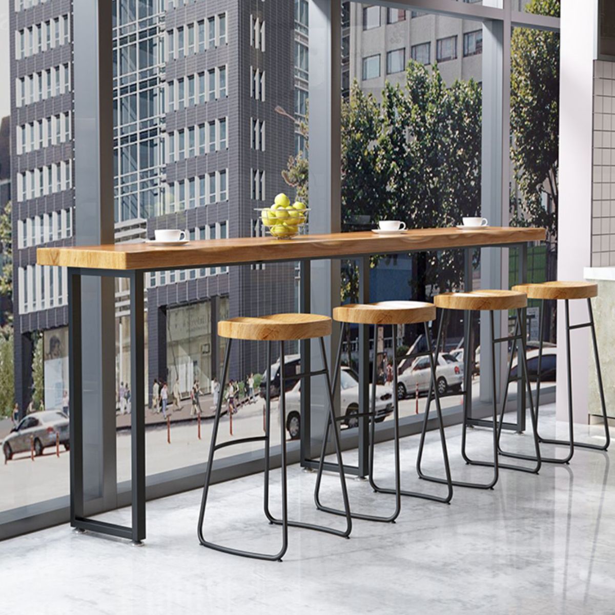 Solid Wood Dining Stools Contemporary Armless Bar Stools with Footrest