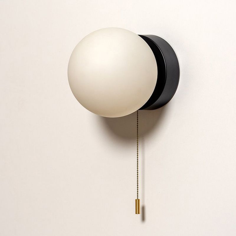Global Shape Wall Light Modern Style Glass 1 Light Wall Lamp in White