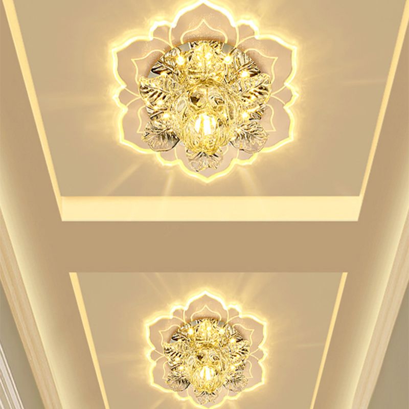 Floral Shade Flush Mount Lighting Minimalist Crystal Clear LED Flush Mount für Korridor