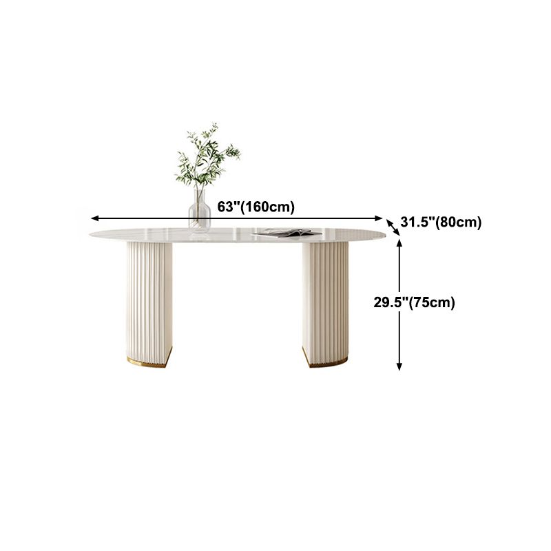 Metal Contemporary Oval Dining Table Sintered Stone Top Table for Dining Room