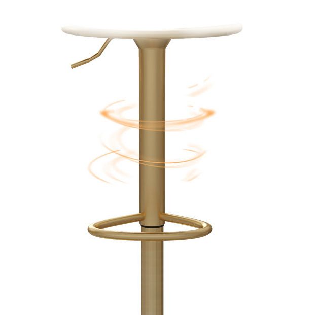 Glam Iron Adjustable Swivel Barstool Low Back Indoor Tall Stool with Upholstered Seat